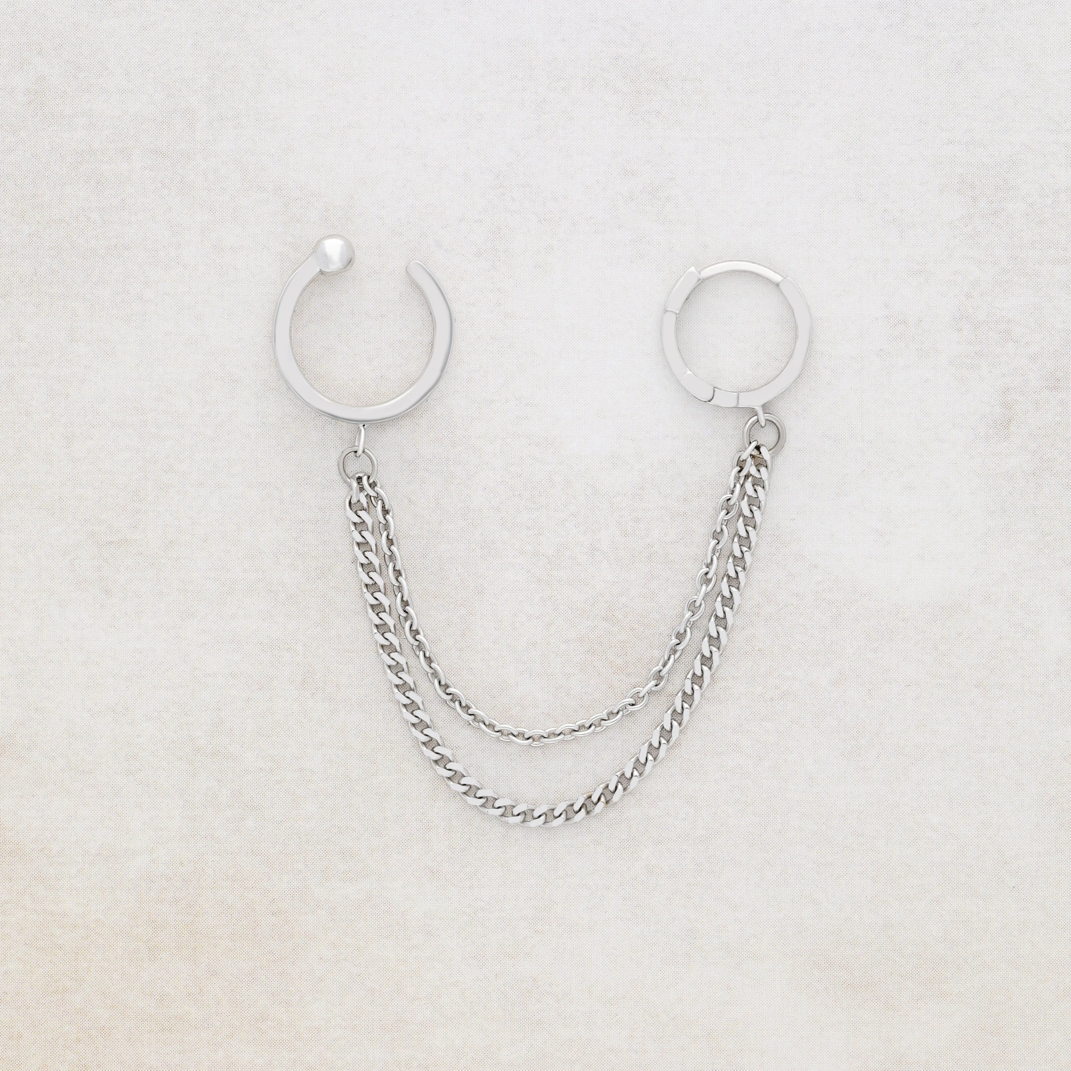 White Gold Chunky Curb Chain Hoop and Cuff