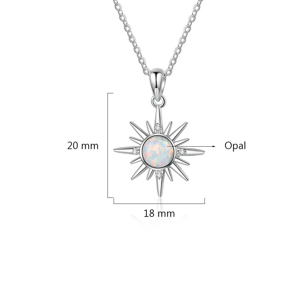 White Opal Sun Pendant Necklace