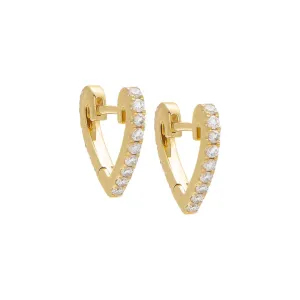 Wide Diamond Heart Shape Huggie Earring 14K