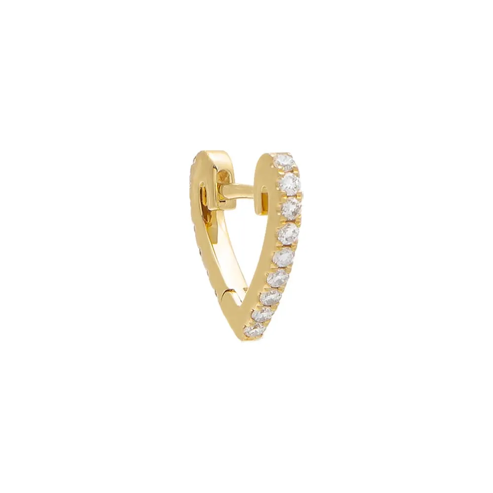 Wide Diamond Heart Shape Huggie Earring 14K