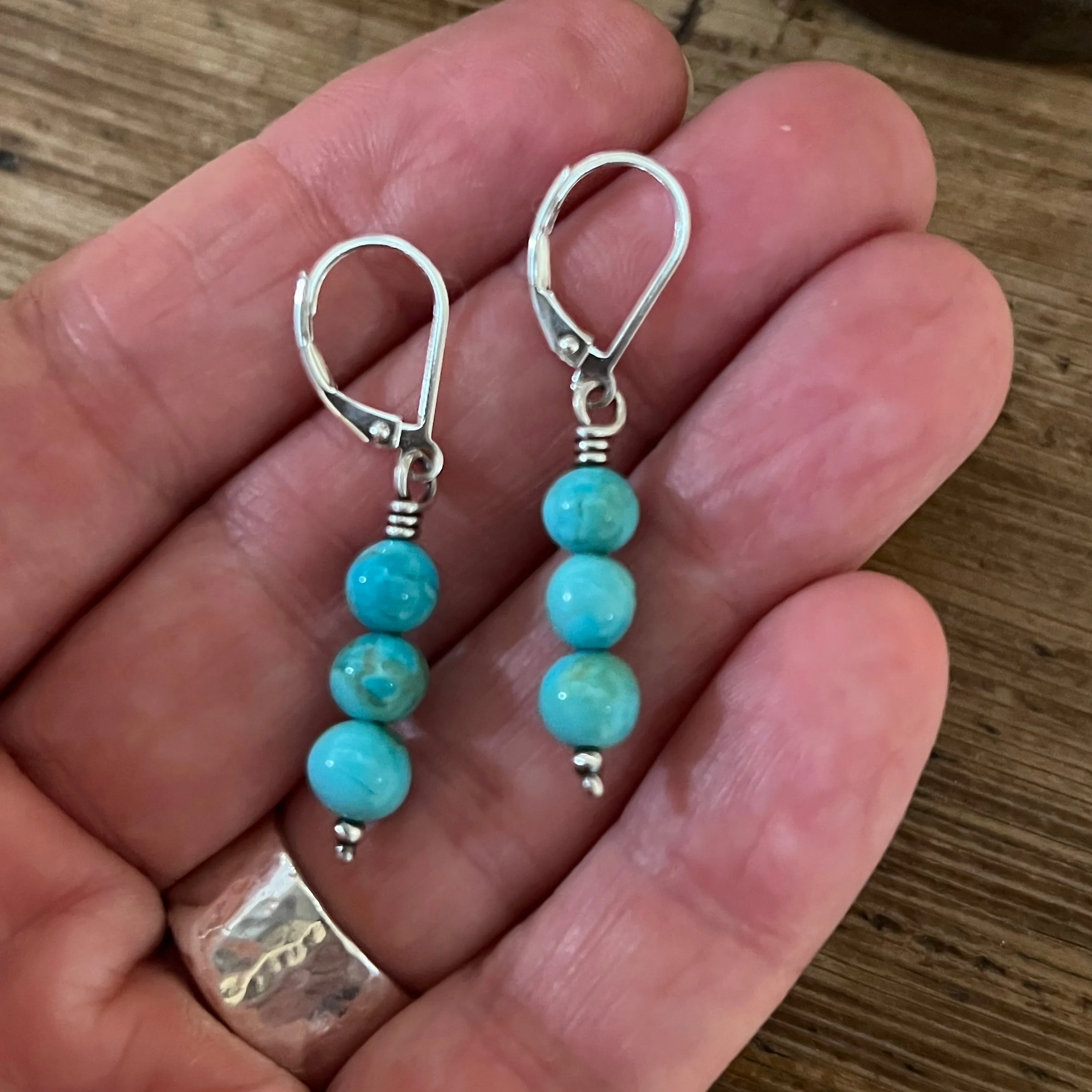 Wire Wrapped Kingman Turquoise Earrings