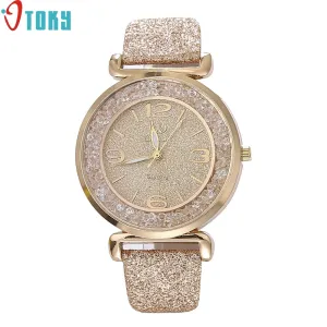 Women Crystal Stainless Steel Quartz Watch Silver Luxury Rhinestone Fashion Leather Strap Ladies Watch Gifts for Friends