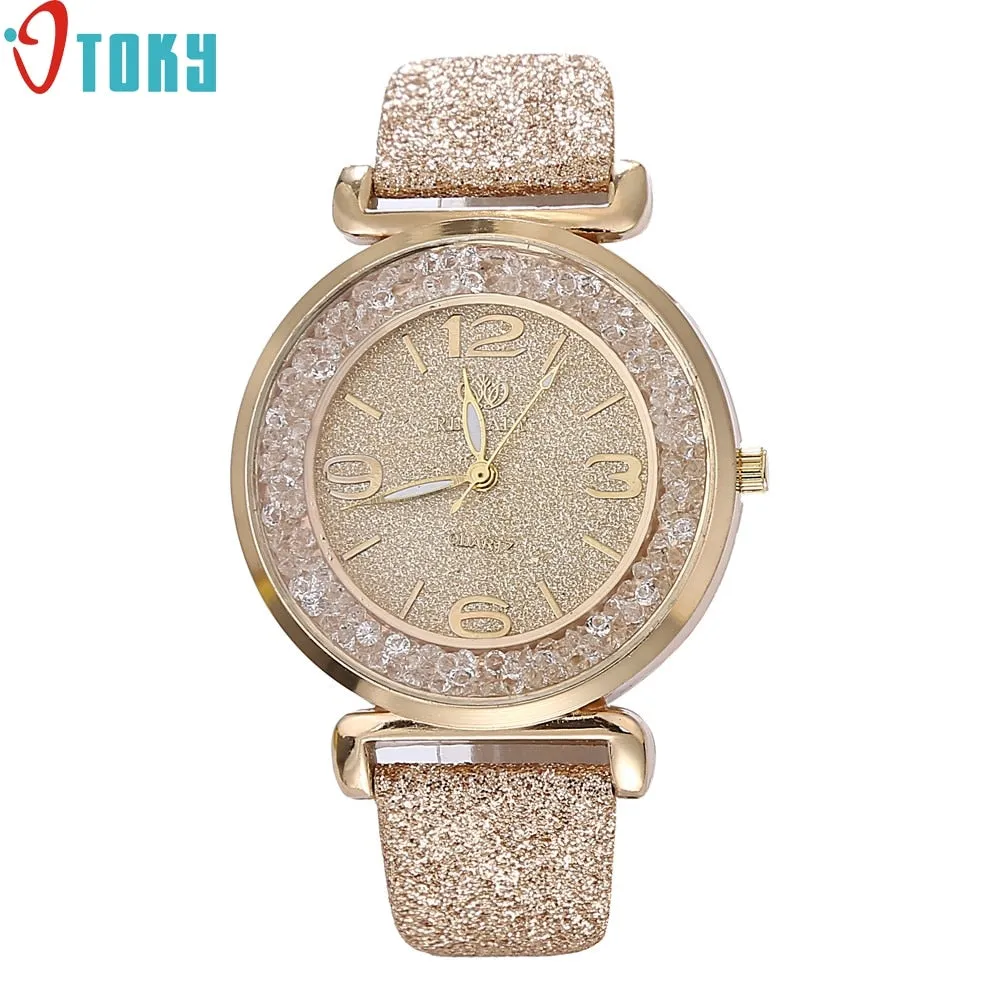 Women Crystal Stainless Steel Quartz Watch Silver Luxury Rhinestone Fashion Leather Strap Ladies Watch Gifts for Friends