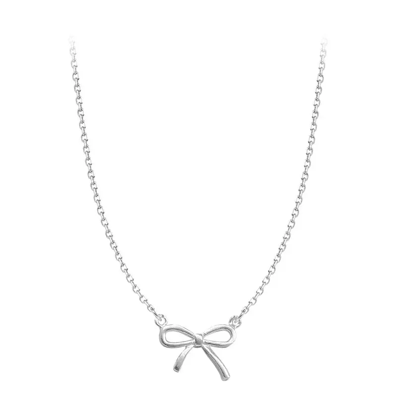 Women's Silver Bowknot Pendant Necklace