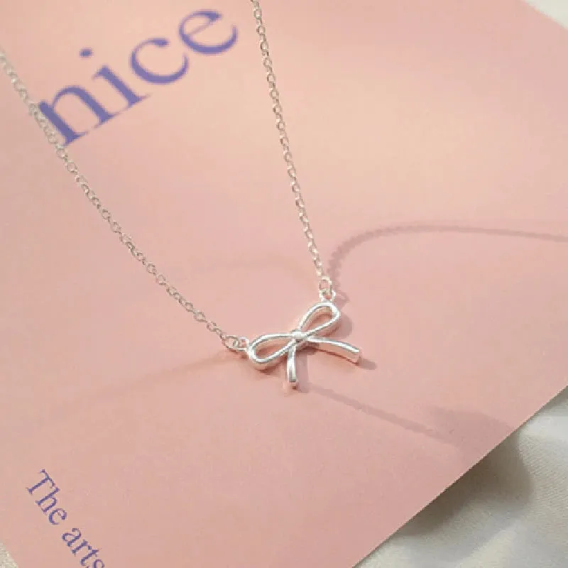 Women's Silver Bowknot Pendant Necklace