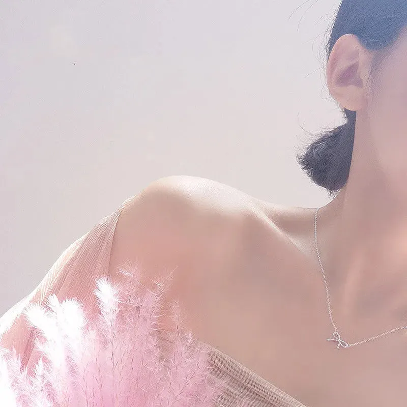 Women's Silver Bowknot Pendant Necklace