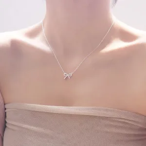 Women's Silver Bowknot Pendant Necklace