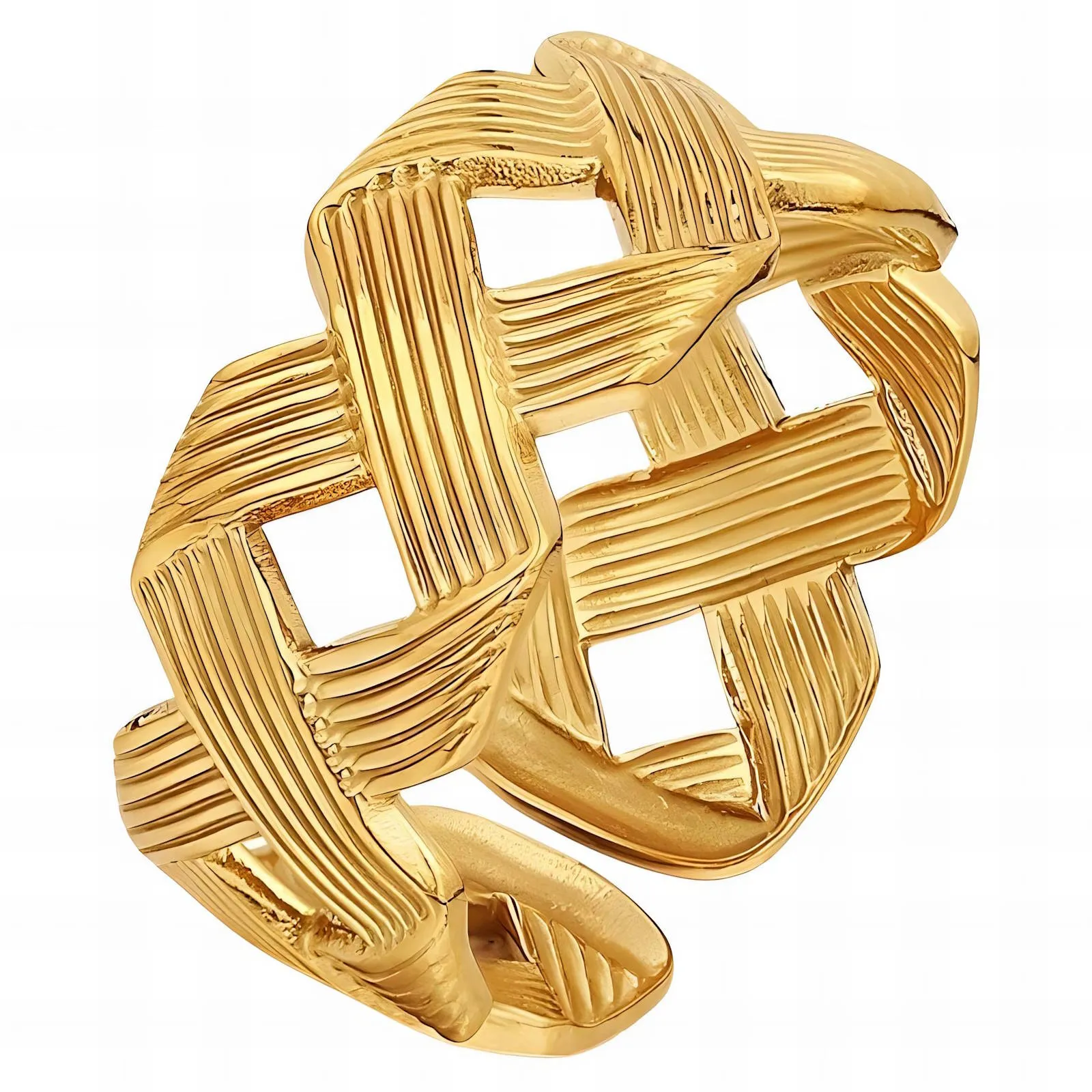 Woven Knot Lattice Ring – 18K Gold