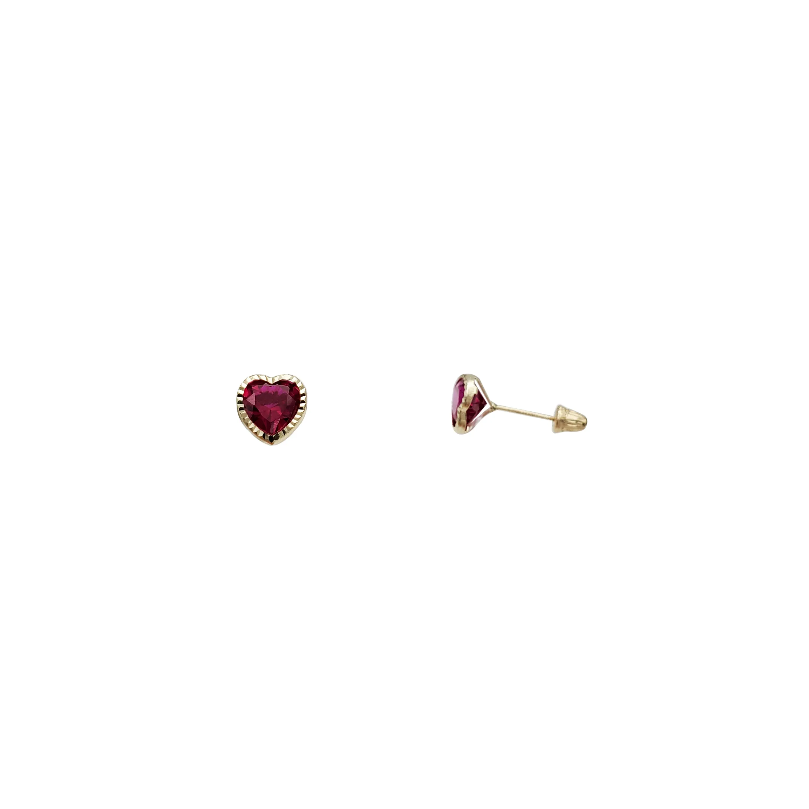 Zirconia Heart Stud Earrings (14K)
